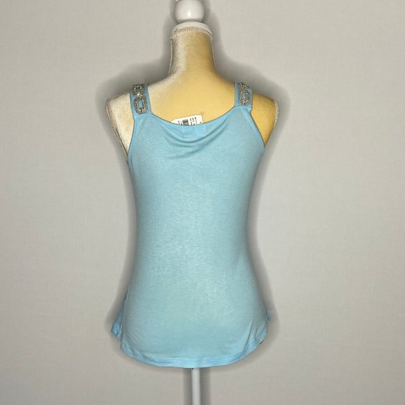 Rebecca Beeson Tank Top Soft-Blue Detailed Rayon M - Picture 7 of 8